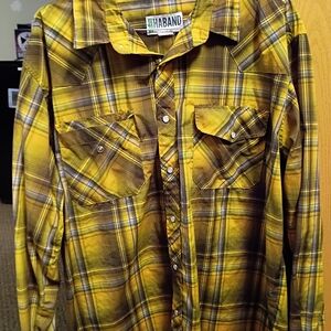 Haband Men's Yellow and Black Plaid Shirt